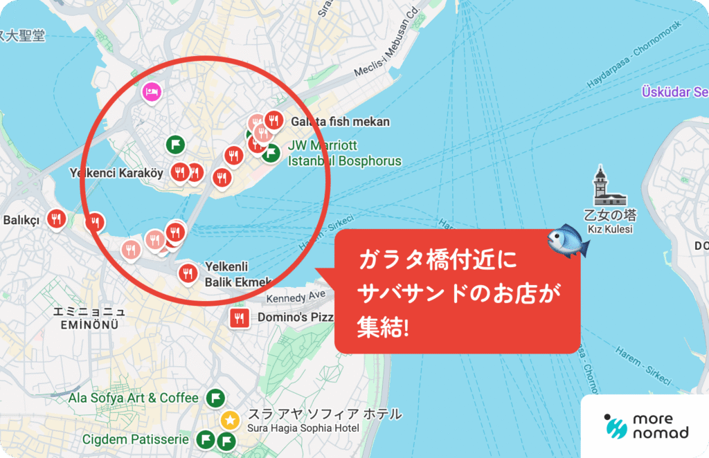 サバサンドの売っているエリアの地図